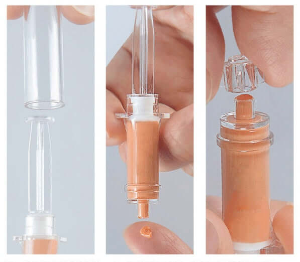 eye cream applicator demonstration for Spot Firming Eye Cream, showcasing the unique packaging and ease of use.