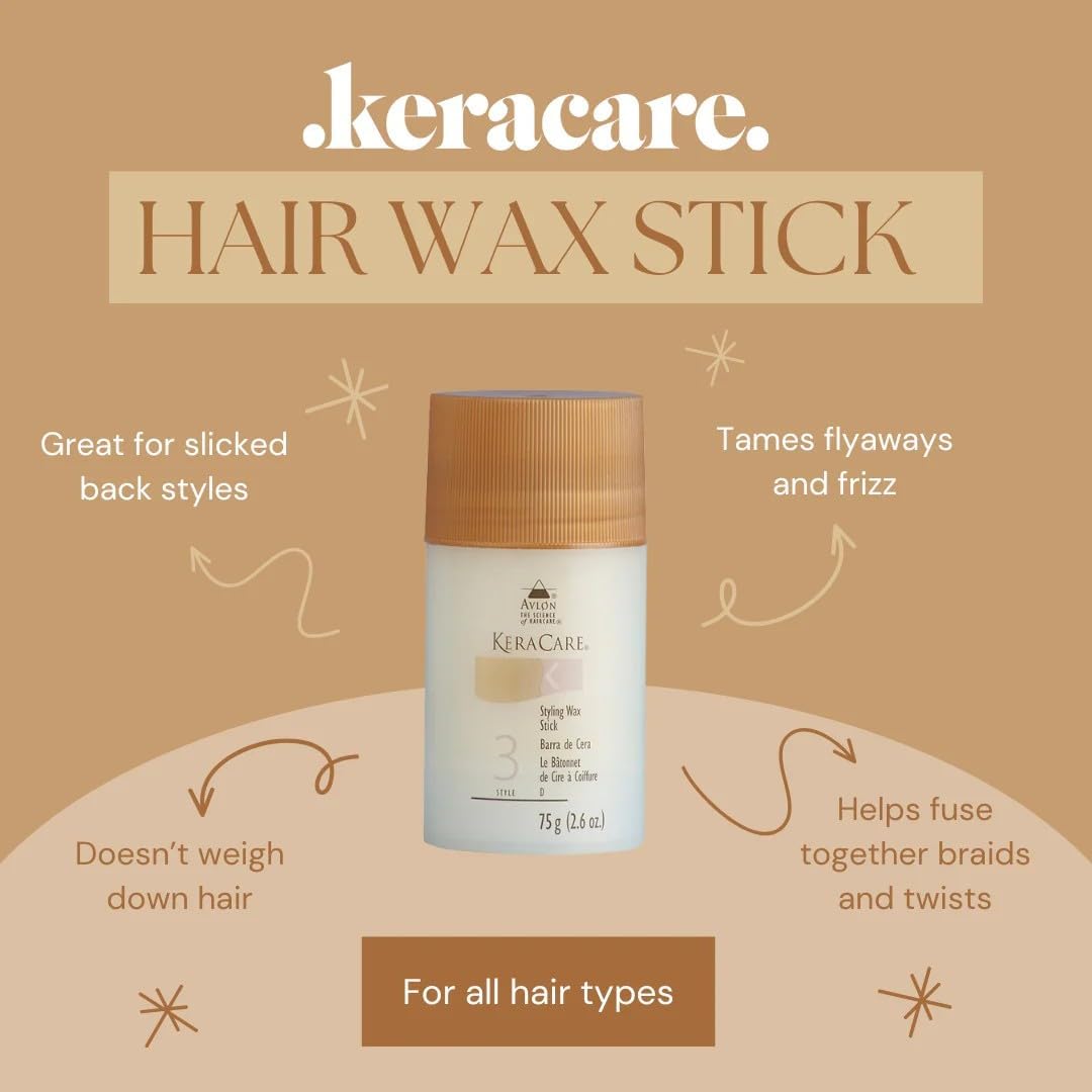 KeraCare Styling Wax Stick- Flexible Hold Wax for Edges, Braids, Flyaways 2.6oz