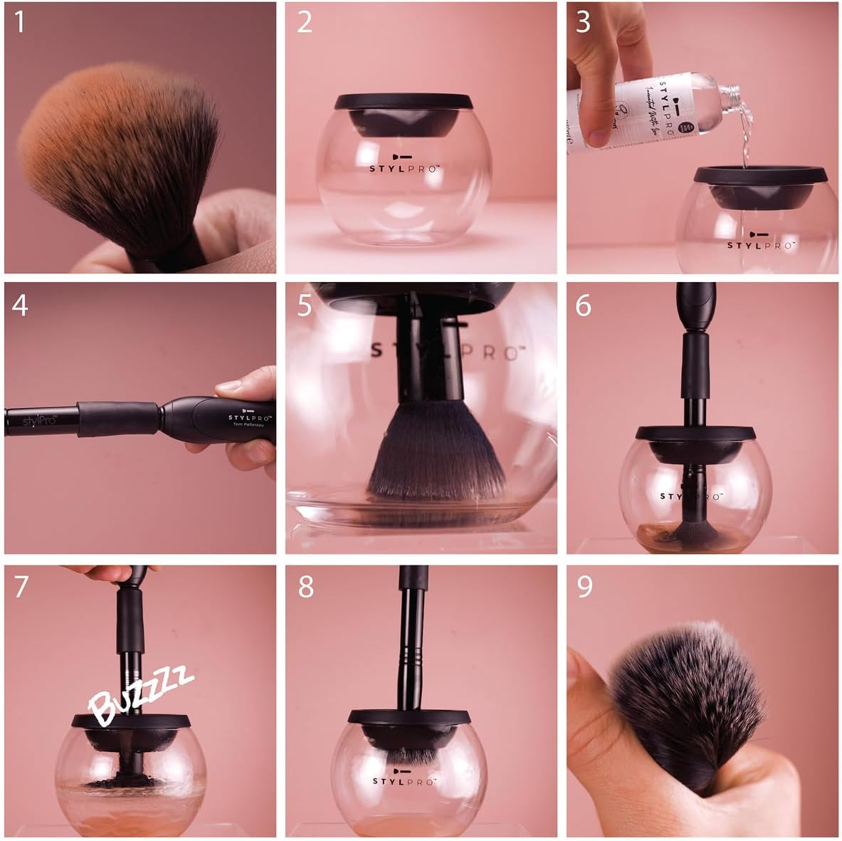 Rose Gold Electric Makeup Brush Cleaner & Dryer - Gift Set with Cleanser