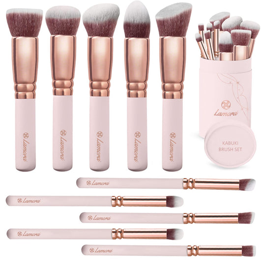Kabuki Makeup Pastel Pink Brush Set