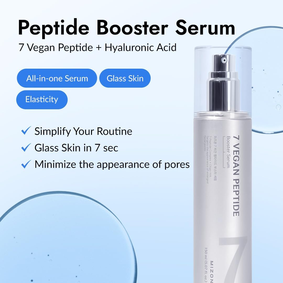 7 Vegan Peptide Booster Serum - Glass Skin & Pore Minimizing Serum - 150ml