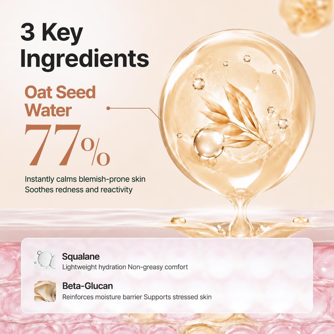 Oat Calming Gel Cream - For Blemish & Acne Prone Sensitive Skin, 100mL