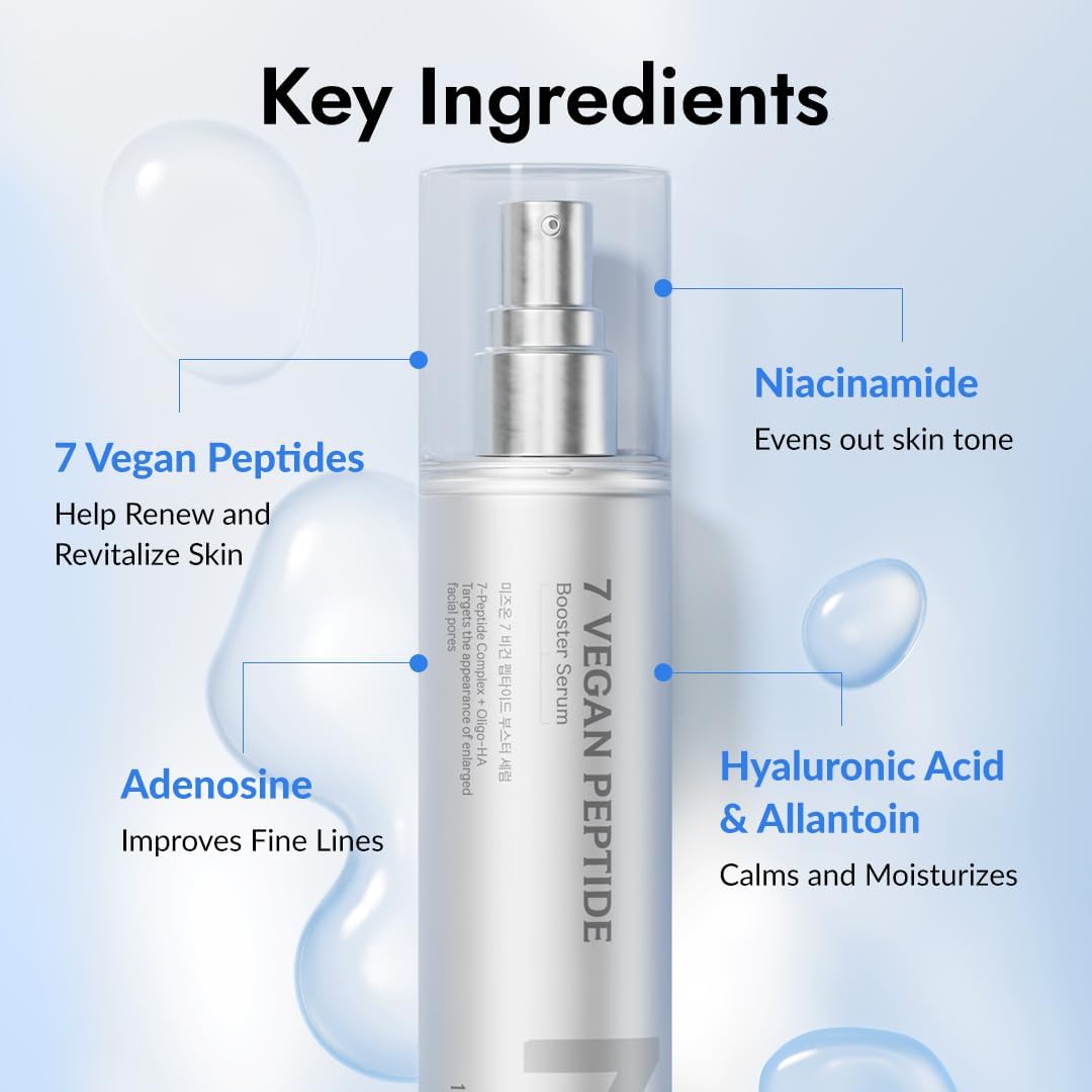 7 Vegan Peptide Booster Serum - Glass Skin & Pore Minimizing Serum - 150ml