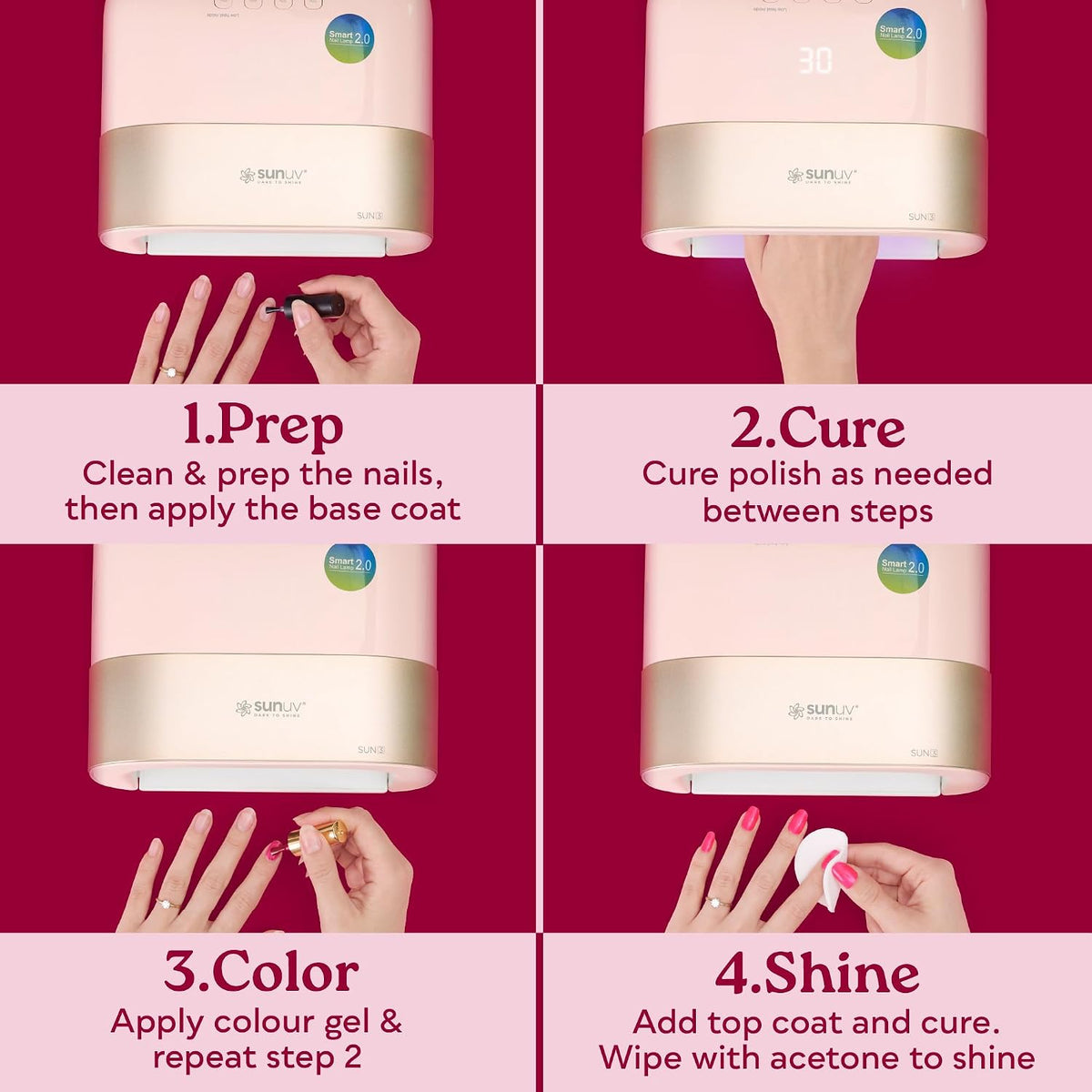 SUNUV - Smart 2.0 UV LED Nail Lamp | Professional Gel Curing | Pink