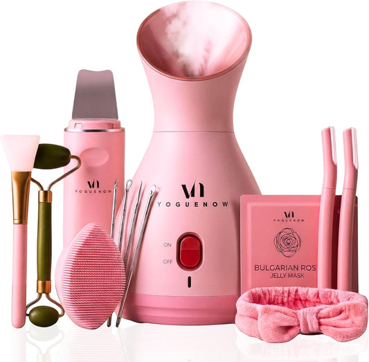 17PCS Pink Facial Steamer Spa Kit - Self Care Gift Set for Women
