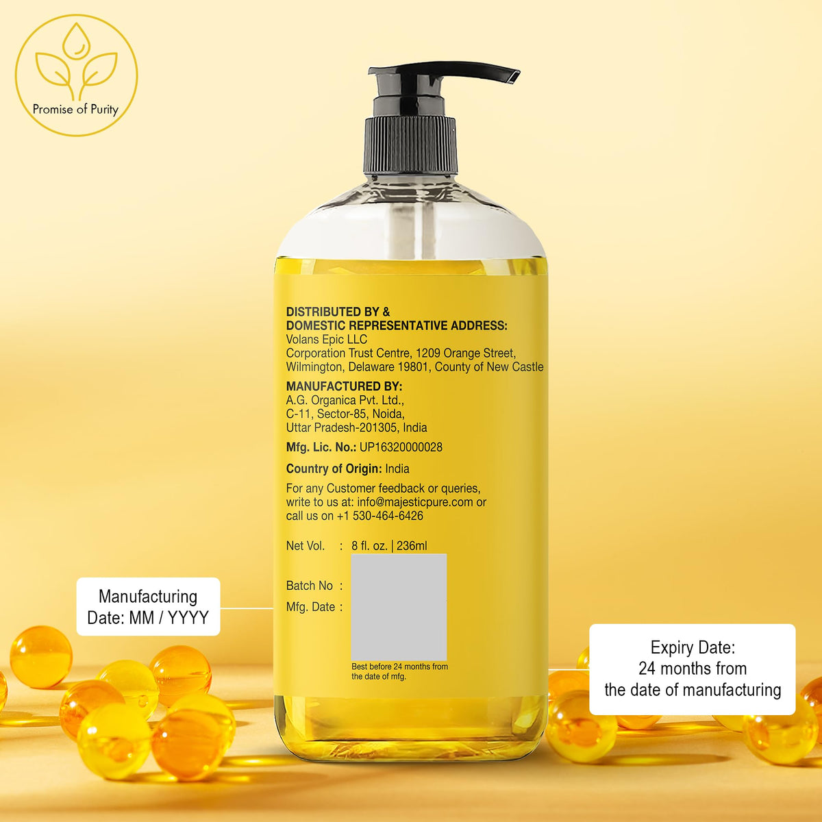 MAJESTIC PURE Vitamin E Oil | 100% Pure and Natural Cold Pressed Vitamin E oil for Skin, Scars