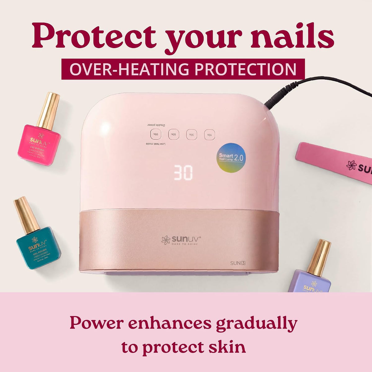 SUNUV - Smart 2.0 UV LED Nail Lamp | Professional Gel Curing | Pink