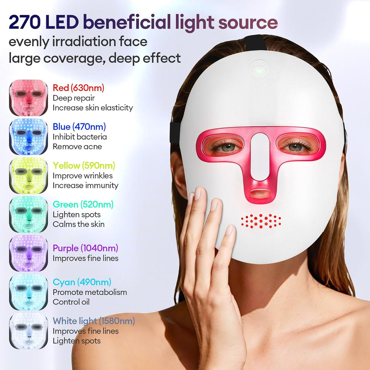7 Colour LED Face Mask - Anti-Aging, Acne & Glowing Skin
