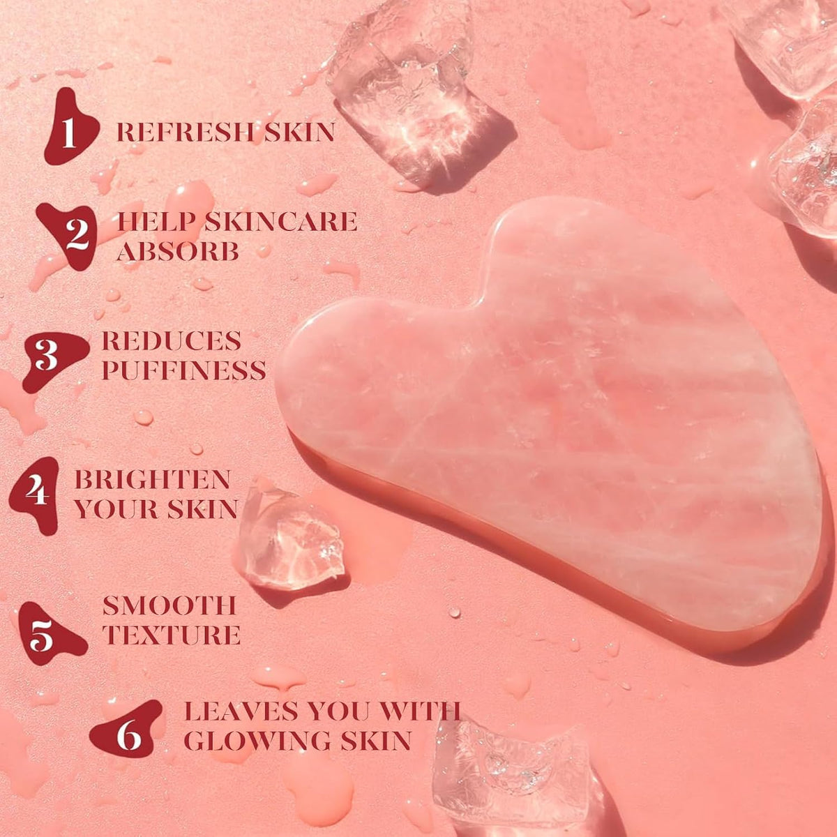 Rose Quartz Face Roller & Gua Sha Set for Jawline Sculpting