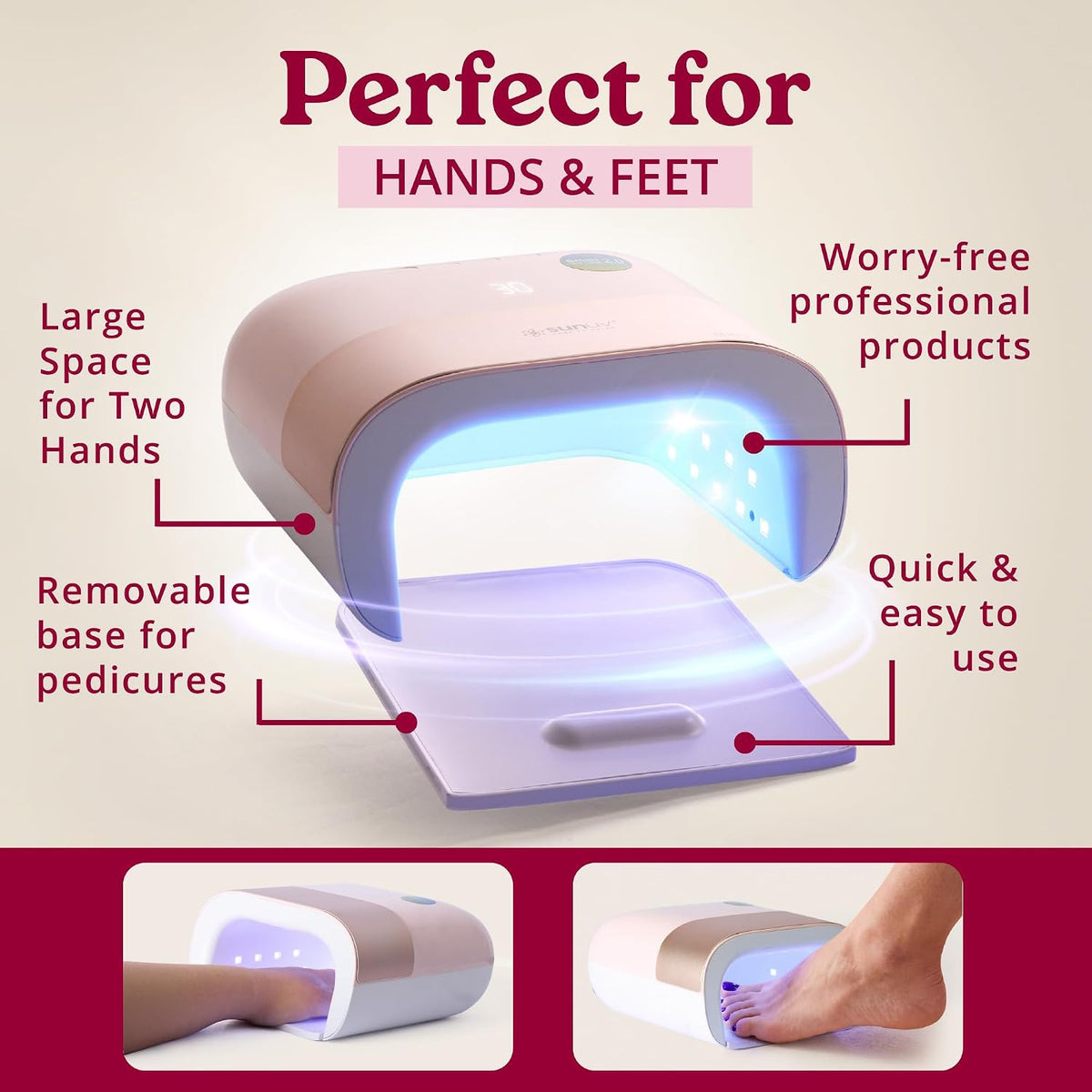 SUNUV - Smart 2.0 UV LED Nail Lamp | Professional Gel Curing | Pink