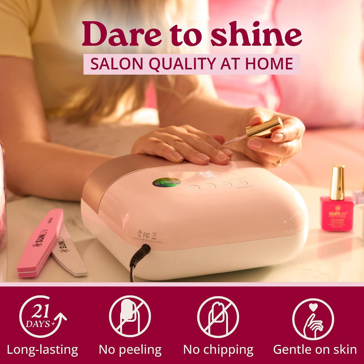SUNUV - Smart 2.0 UV LED Nail Lamp | Professional Gel Curing | Pink