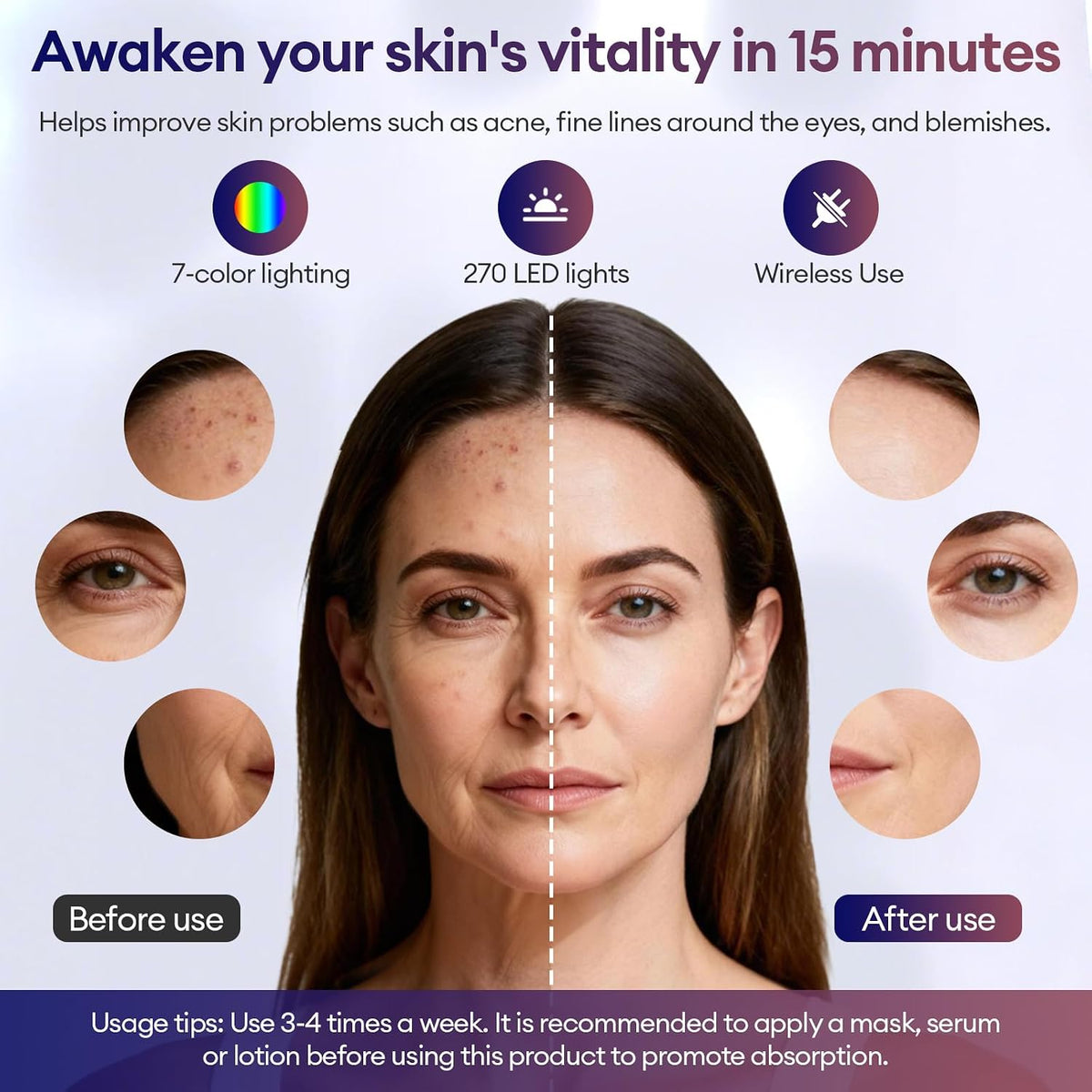 7 Colour LED Face Mask - Anti-Aging, Acne & Glowing Skin