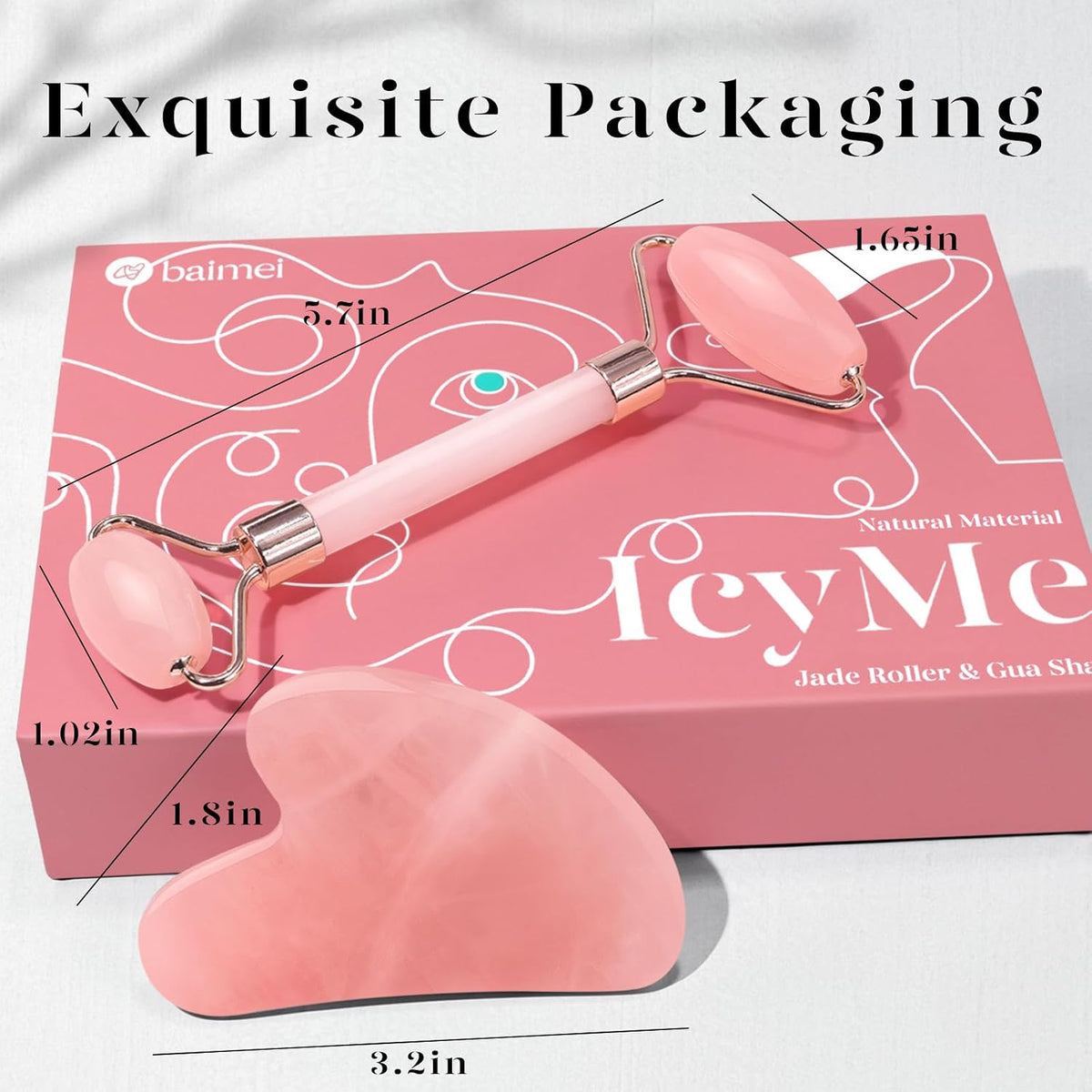 Rose Quartz Face Roller & Gua Sha Set for Jawline Sculpting