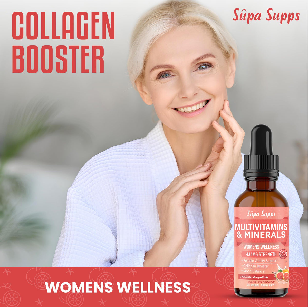 Multivitamins & Minerals A C D E K B Complex, Iron & Zinc Liquid Supplement