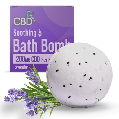 CBDfx High Strength 200mg CBD Soothing Lavender Bath Bomb For Relaxation