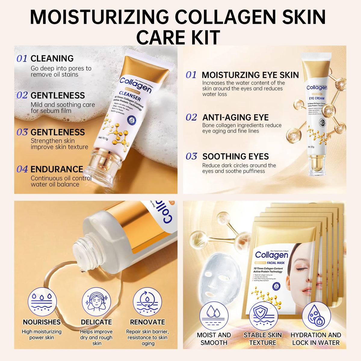 Rose Gold Collagen Glow 7-in-1 Hydrating Gift Set