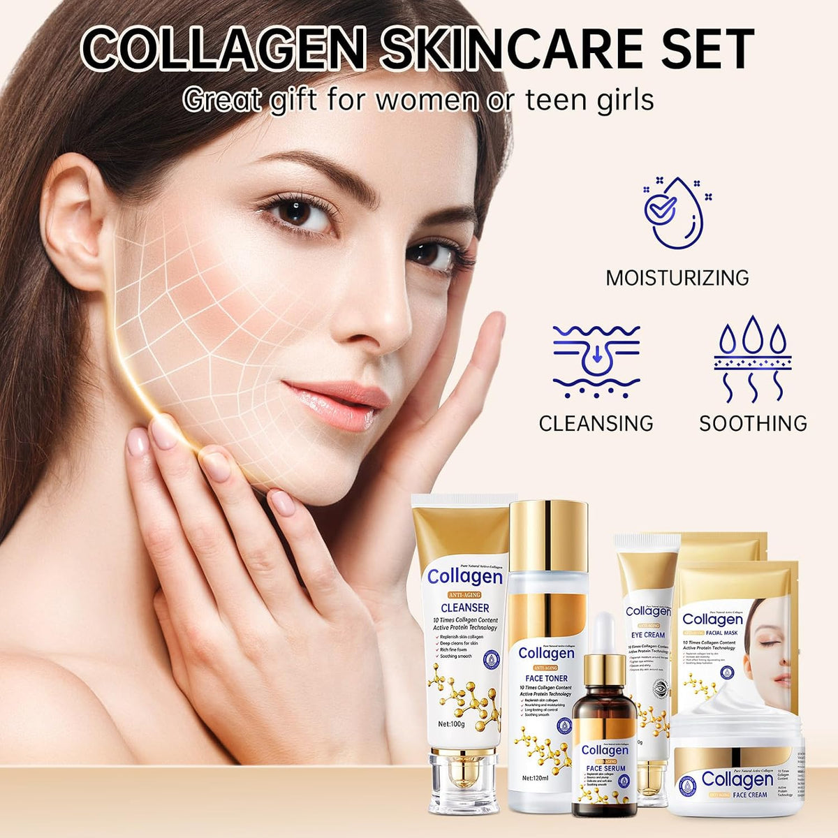 Rose Gold Collagen Glow 7-in-1 Hydrating Gift Set