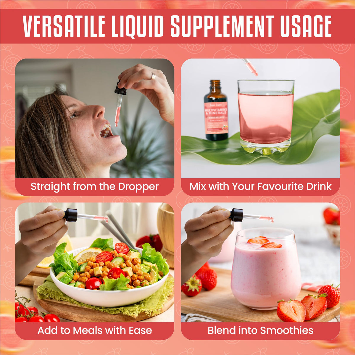 Multivitamins & Minerals A C D E K B Complex, Iron & Zinc Liquid Supplement