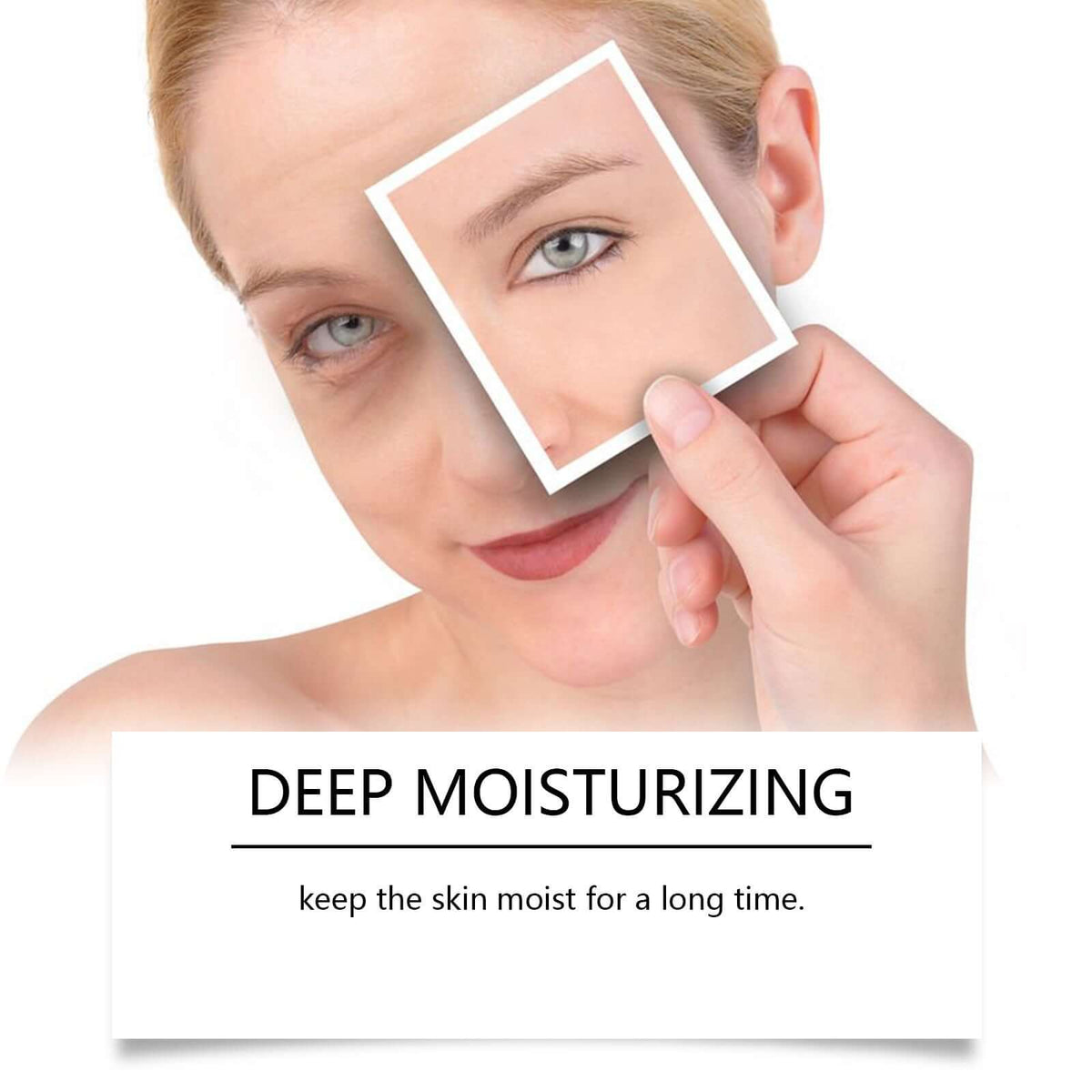 Close-up of a woman using Eye Cream Moisturizing Eye Skin Neck Cream for deep moisturizing results.