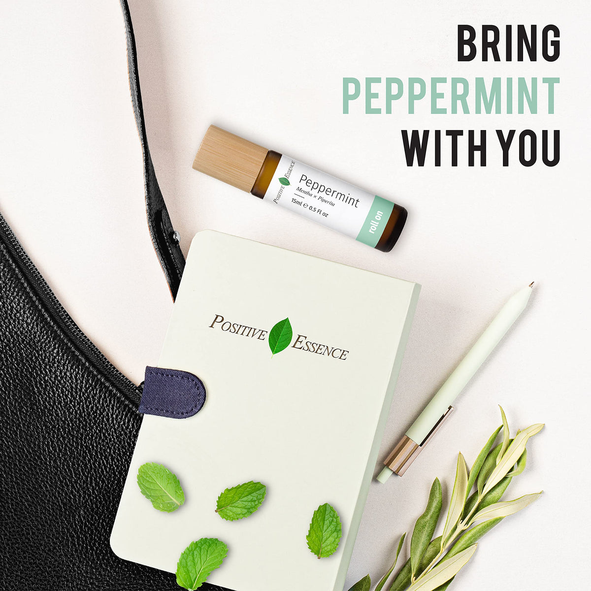 Peppermint Essential Oil Roll On, Calming, Headache, Tension and Anxiety Stress Relief