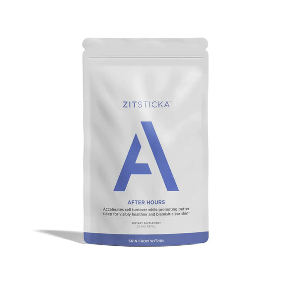 ZitSticka Vitamin Acne Supplement for Cystic Acne w/ 30 Natural Caps for Women and Men Supplements for Hormonal Support Skin Clarity Dark Spots - Dermatologist Tested (After Hours Refill Pack)