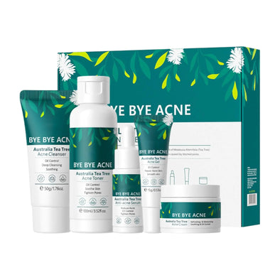 Skin Care SetAcne Treatment for Face Skin Care Sets & KitsTea Tree Essential Oil Facial Skincare Gift Set with CleanserTonerSerumGel Acne Treatment Kit Cream Skin Care for Teens 10-12 Girls Boys