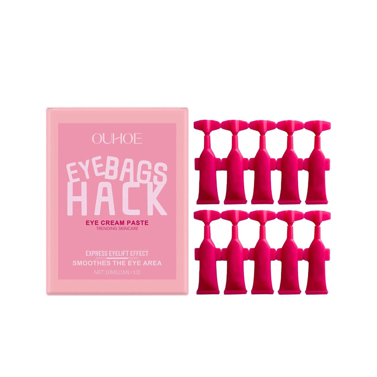 Eye Cream Moisturizing Eye Skin Neck Cream in pink packaging with eye cream paste applicators.