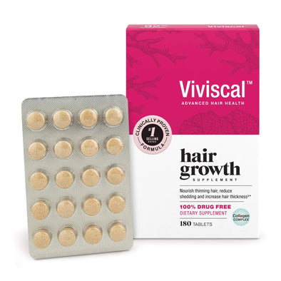 Viviscal Hair Growth Supplements for Women Clinically Proven Hair Growth Product with Proprietary Collagen Complex Results of Thicker Fuller Hair Nourish Hair Loss 180 Tablets - 3 Month Supply