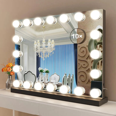 Gvnkvn Vanity Mirror with Lights 22.8WX18.2L Tabletop Hollyhood Makeup Mirror with USB & Type-C Charing Hollywood Lighted Mirror with 20 Dimmable LED BulbsTouch ControlMetal FrameBlack