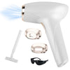 White hair removal device with attachments on a white background