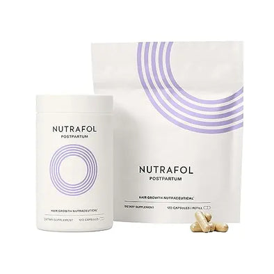 Nutrafol Postpartum Hair Growth Supplements Clinically Tested for Visibly Thicker Hair and Less Shedding Breastfeeding-friendly - 2 Month Supply Pack of 2