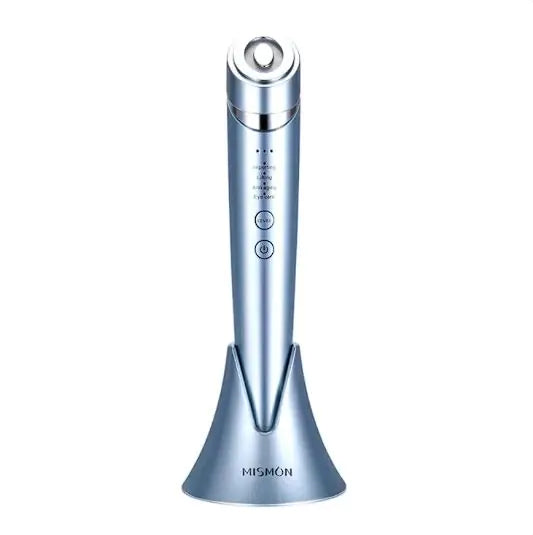 Silver handheld device with 'MISMON' branding on a white background